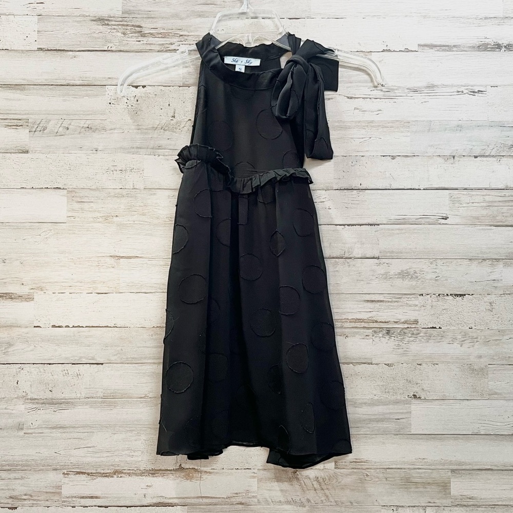 She + Sky Sheer Black Sleeveless Top with Shoulder Tie